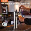 VEVOR Triple Tap Stainless Steel Beer Tower Kegerator Dispenser Kit
