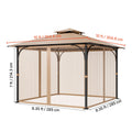 Gazebo Netting Replacement, Fit Most 10 x 10 x 7 FT Gazebo Curtain, Outdoor Garden Net, 4-Panel Sidewall Mesh Net, Patio Midge Netting with Double Zipper, Canopy Screen (Netting Only)