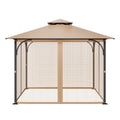 Gazebo Netting 10x10ft 4-Panel Midge Mesh Zipper Curtain Patio Screen