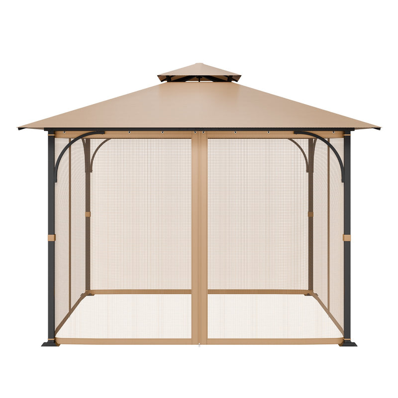 Gazebo Netting 10x10ft 4-Panel Midge Mesh Zipper Curtain Patio Screen