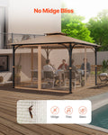 Gazebo Netting 10x10ft 4-Panel Midge Mesh Zipper Curtain Patio Screen