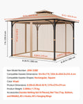 Gazebo Netting 10x10ft 4-Panel Midge Mesh Zipper Curtain Patio Screen