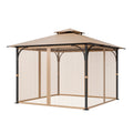 Gazebo Netting 10x10ft 4-Panel Midge Mesh Zipper Curtain Patio Screen