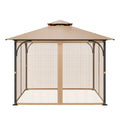 Gazebo Netting 10x10ft 4-Panel Midge Mesh Zipper Curtain Patio Screen