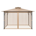 Gazebo Netting 10x12ft 4-Panel Mesh Sidewall Curtain Double Zipper
