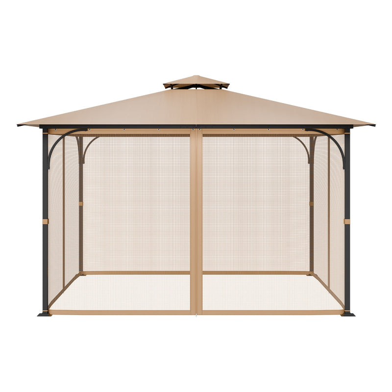 Gazebo Netting 10x12ft 4-Panel Mesh Sidewall Curtain Double Zipper