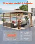 Gazebo Netting 10x12ft 4-Panel Mesh Sidewall Curtain Double Zipper