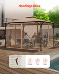 Gazebo Netting 10x12ft 4-Panel Mesh Sidewall Curtain Double Zipper
