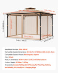 Gazebo Netting 10x12ft 4-Panel Mesh Sidewall Curtain Double Zipper