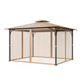 Gazebo Netting 10x12ft 4-Panel Mesh Sidewall Curtain Double Zipper