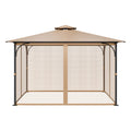 Gazebo Netting 10x12ft 4-Panel Mesh Sidewall Curtain Double Zipper