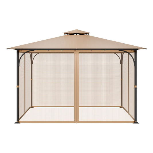 Gazebo Netting 10x12ft 4-Panel Mesh Curtain Sidewall Midge Net Double Zip