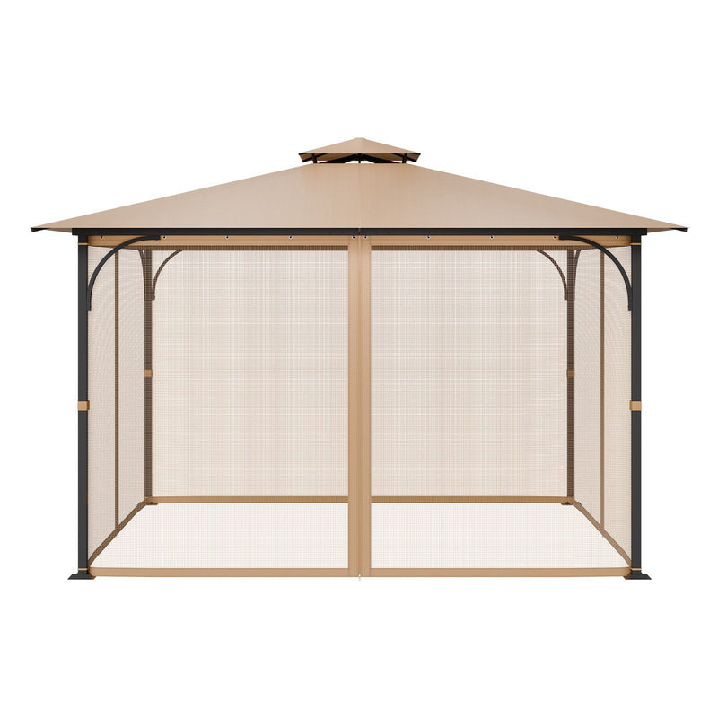 Gazebo Netting 10x12ft 4-Panel Mesh Curtain Sidewall Midge Net Double Zip