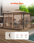 Gazebo Netting 10x12ft 4-Panel Mesh Curtain Sidewall Midge Net Double Zip