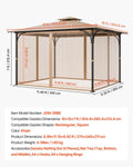Gazebo Netting 10x12ft 4-Panel Mesh Curtain Sidewall Midge Net Double Zip