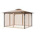 Gazebo Netting 10x12ft 4-Panel Mesh Curtain Sidewall Midge Net Double Zip