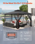Gazebo Netting 12x12 4-Panel Midge Mesh Net Patio Canopy Curtain Zipp