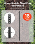 Rebar Stakes 16-Pack 406.4mm 11.5mm Galvanized Steel Ground Anchors