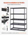 Heavy Duty 5 Tier Garage Shelves 1361kg 1829mm Industrial Metal