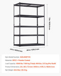 Heavy Duty 5 Tier Garage Shelves 1361kg 1829mm Industrial Metal