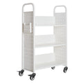 Rolling Library Book Cart 3-Tier 150kg Capacity 77x38x122cm White