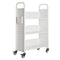 Rolling Library Book Cart, 150 kg Capacity, 77 x 38 x 122 cm Library Cart, Single Sided L-Shaped Shelves with 76.2 mm Lockable Wheels, Book Truck for Home Shelves Office and School, White