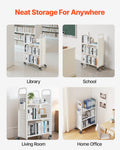 Rolling Library Book Cart 3-Tier 150kg Capacity 77x38x122cm White