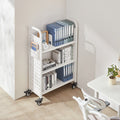 Rolling Library Book Cart 3-Tier 150kg Capacity 77x38x122cm White