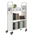 Rolling Library Book Cart 3-Tier 150kg Capacity 77x38x122cm White