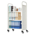 Rolling Library Book Cart 3-Tier 150kg Capacity 77x38x122cm White