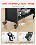 Library Book Cart 150kg 77x38x122cm Black Lockable Wheels