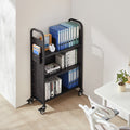 Library Book Cart 150kg 77x38x122cm Black Lockable Wheels