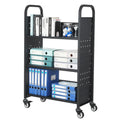 Library Book Cart 150kg 77x38x122cm Black Lockable Wheels