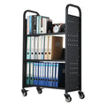 Library Book Cart 150kg 77x38x122cm Black Lockable Wheels