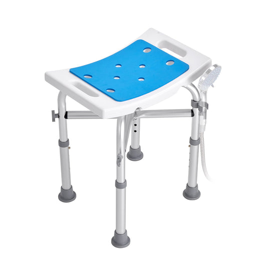 Shower Chair Adjustable Height Stool Crossbar 226.8kg Capacity