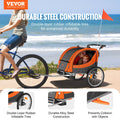 Bike Trailer Kids Double Seat 40kg 2-in-1 Stroller Foldable Orange