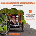 Bike Trailer Kids Double Seat 40kg 2-in-1 Stroller Foldable Orange