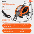 Bike Trailer Kids Double Seat 40kg 2-in-1 Stroller Foldable Orange