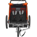Kids Bike Trailer 2-Seater 45kg Foldable Stroller Canopy Orange Gray