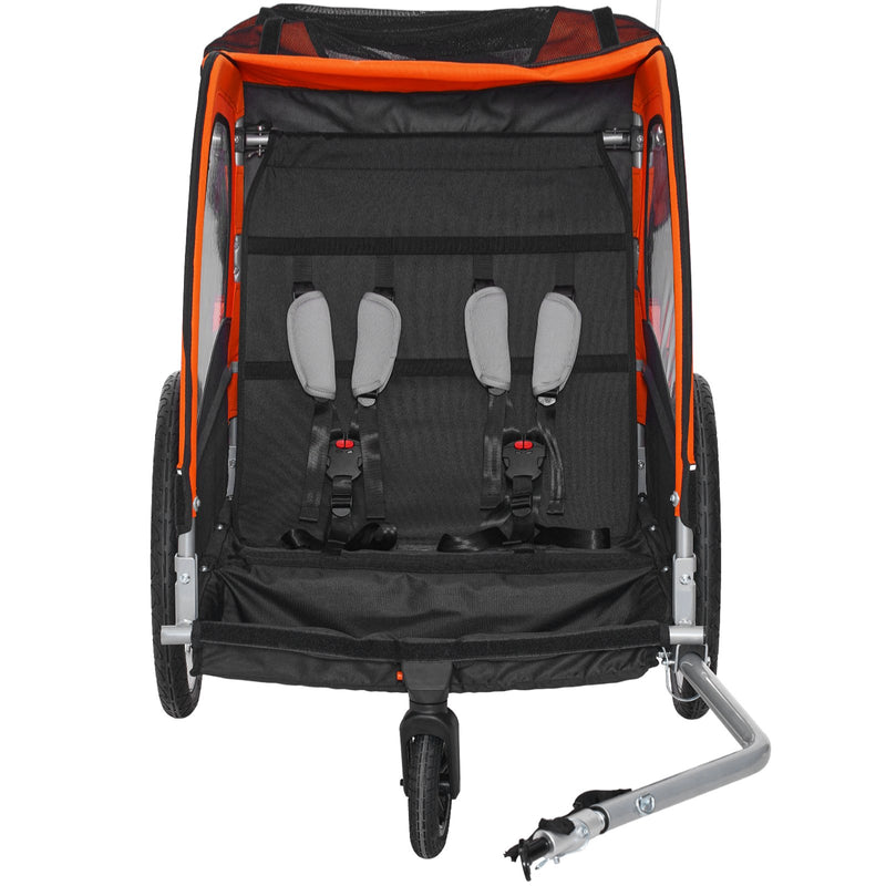 Bike Trailer 2-in-1 Toddler Double Seat 45kg Foldable Stroller