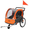 Bike Trailer 2-in-1 Toddler Double Seat 45kg Foldable Stroller