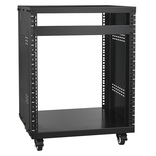 12U AV Rack Stand 136kg Capacity Lockable Casters Audio Video