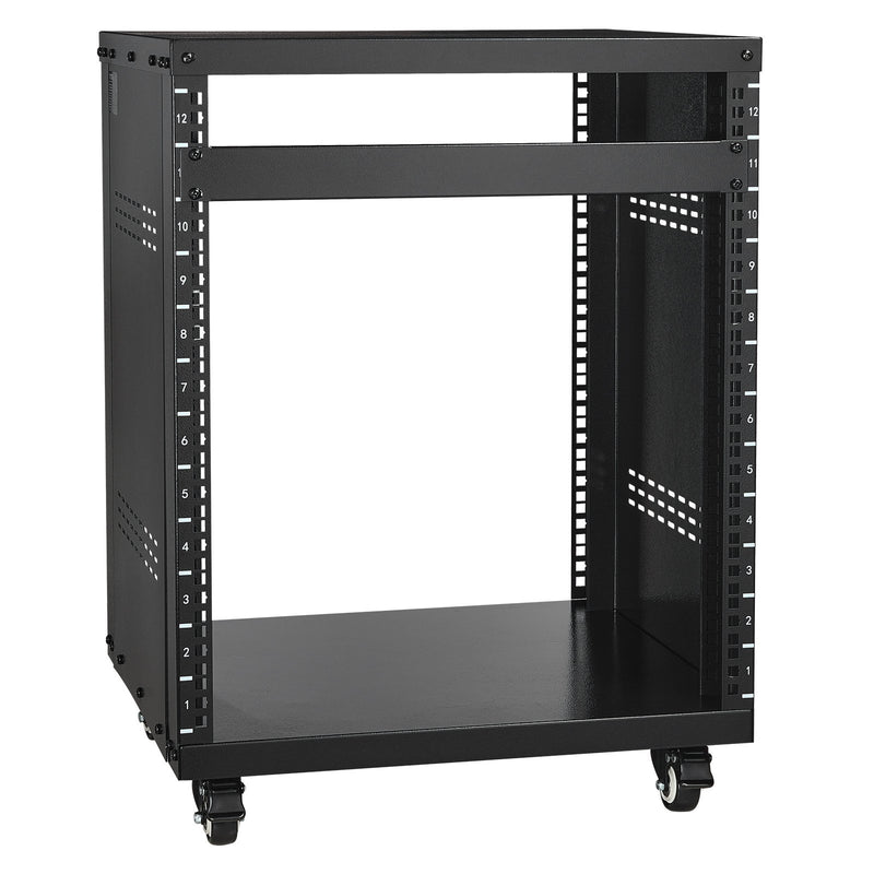 12U AV Rack Stand 136kg Capacity Lockable Casters Audio Video