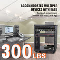 12U AV Rack Stand 136kg Capacity Lockable Casters Audio Video