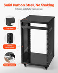 16U AV Rack 90.7kg Lockable Caster Wheels Audio Video Equipment
