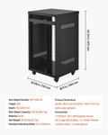 16U AV Rack 90.7kg Lockable Caster Wheels Audio Video Equipment