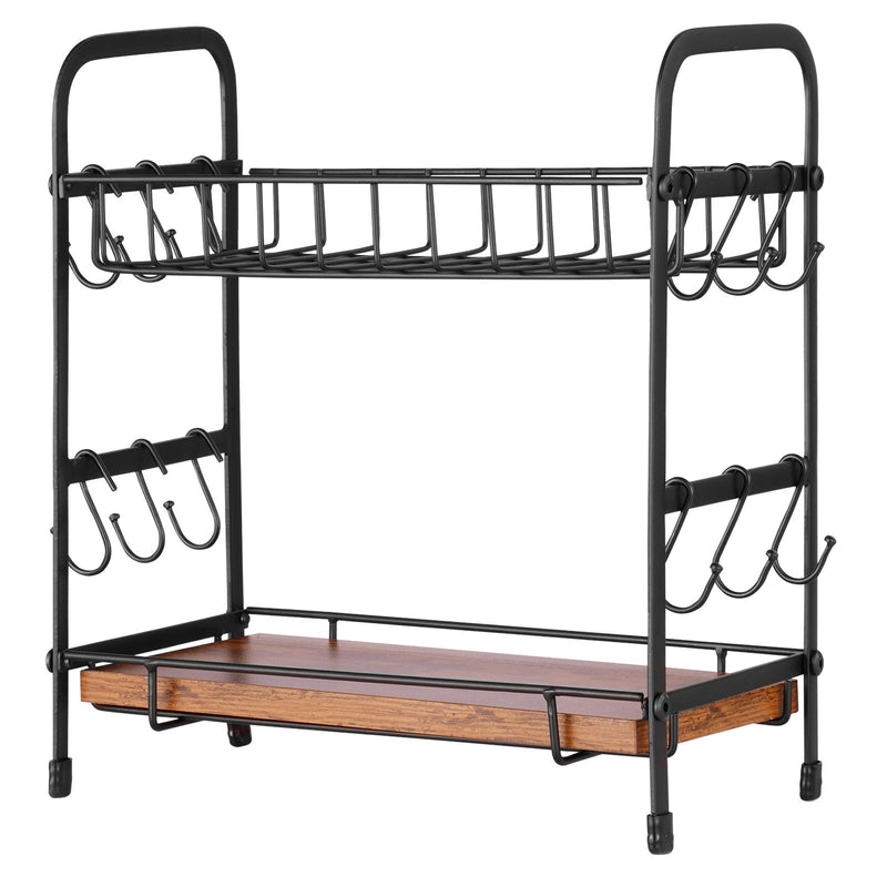 2 Tier Coffee Bar Organiser Countertop 12 Hooks Mug Holder