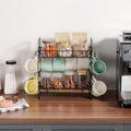 2 Tier Coffee Bar Organiser Countertop 12 Hooks Mug Holder