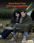 Wool Camping Blanket 1.62x2.23m Waterproof Windproof Army Green