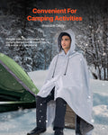 Camping Blanket 2m x 1.5m Wearable Warm Light Grey Stadium